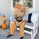 Halloween Decorations- 4Ft Scary Sitting Scarecrow with Spooky Sound Glowing Eyes, Animatronic Scary Props Decor for Home Party Indoor Porch Yard Decoration