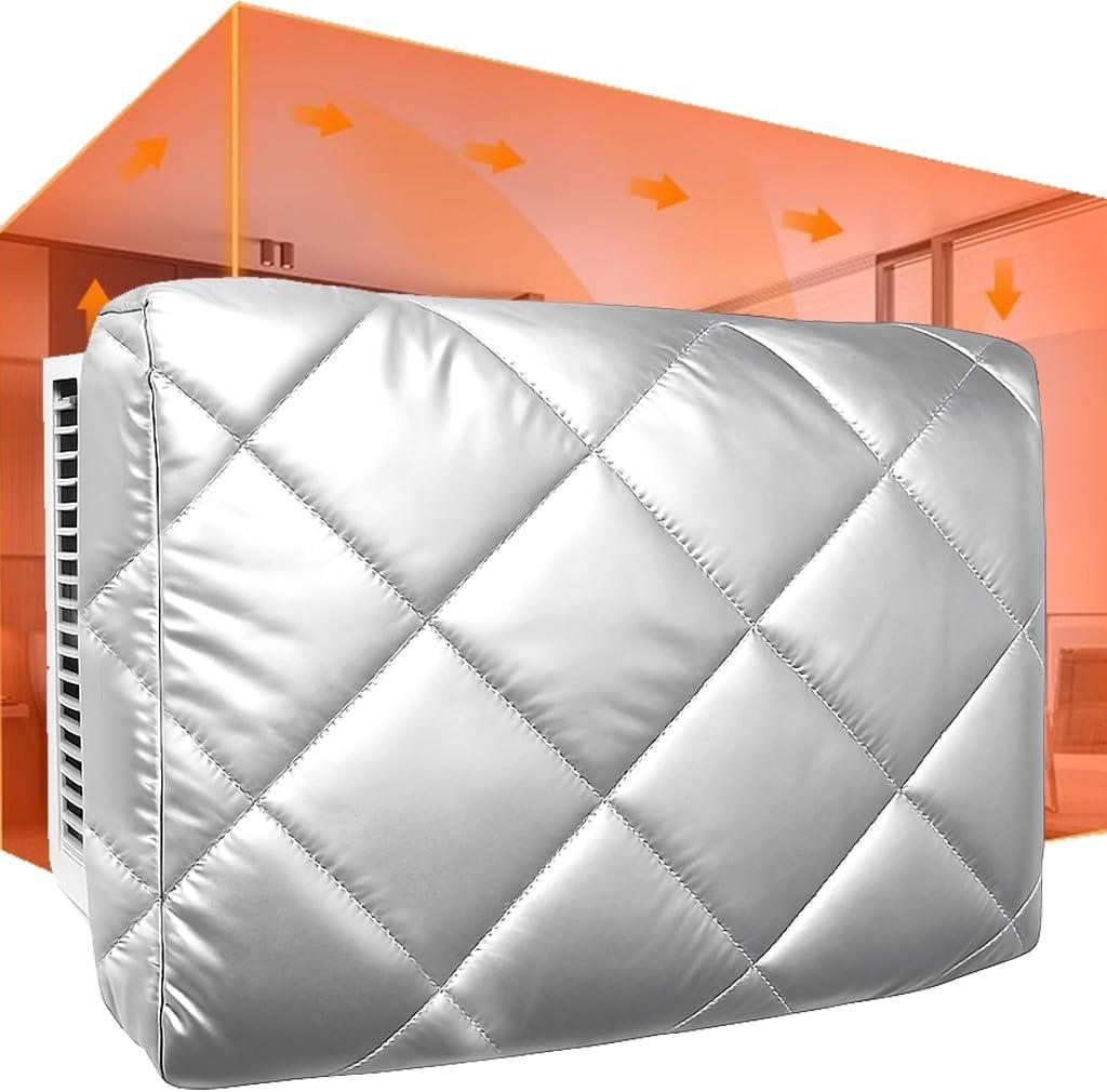 Anti-fall Thickened Window Air Conditioner Cover Inside Silver- Windproof Waterproof Insulated - Universal Window AC Unit Cover For Indoor(M-18.8*14.2*3in)