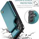 Vinich for Samsung Galaxy S24 FE Wallet Case with Card Holder, RFID Blocking Credit Slots Kickstand Shockproof Phone Cover Fit for Galaxy S24 FE 6.7" Bluish Green