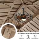 24" Plug-in Outdoor Ceiling Fan with Light, Caged Walnut | Remote/APP, 3CCT Dimmable 2800-6500K, 6-Spd Reversible DC Motor (<35dB), 2553 CFM, IPX4 Covered Only, 16ft Cord, 3 Mounts Walnut-24 inch