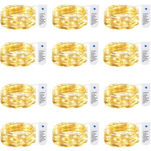 Minetom 12 Pack Fairy Lights Battery Operated String Lights 8 Modes, 7ft 20LED Warm White Waterproof Silver Wire Twinkle Lights, Firefly Starry Moon Lights for Mason Jars DIY Christmas Wedding Party