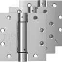 3 Pack Self Closing Door Hinges, 4.5 Inch Spring Loaded Door Hinges with Square Corners, Adjustable Tension for Garage, Front, Back Door, UL Listed, Left and Right Hand (Brushed Nickel)