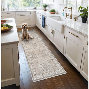 2x6 Hallway Washable Runner Rug : Vintage Soft Kitchen Laundry Runner with Non Slip Backing Farmhouse Entryway Living Room Floor Mat Stain Resistant Carpet for Bedroom Bathroom Distressed Beside Rug