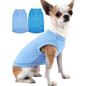 Blue Royal Dog & Cat Shirt, Unisex X-Small, 2-Pack, Cotton, Polyester, Solid, All-Season, Breathable, Stretchy, Lightweight