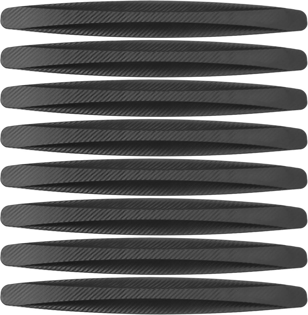 8 Pcs 40cm Carbon Fiber Pattern Universal Bumper Guard Strips - SUV RV Car Truck Bumper Protector Patch Trim Anti-Collision Anti-Scratch - PVC Black