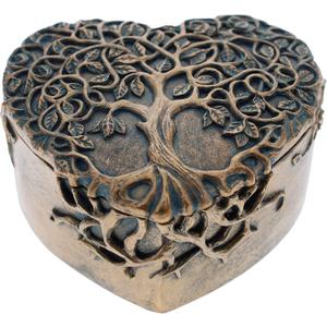 Top Brass Decorative Tree of Life/Heart Trinket Jewelry Box - Spiritual Love Celtic Art