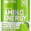 Optimum Nutrition Amino Energy - Pre Workout with Green Tea, BCAA, Amino Acids, Keto Friendly, Green Coffee Extract, Energy Powder - Green Apple, 30 Servings EXP: 09-27-26