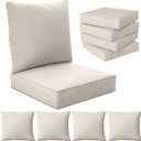 22" x 22" x 6" Outdoor Deep Seat Cushions Set - 4 Set Waterproof & Fade Resistant Patio Furniture Replacement Cushions, Non-Slip Outdoor Cushions Fit Loveseats, Couches, Chairs, and Sofas. (Cream)