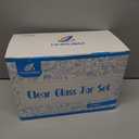 3 Pcs Glass Canisters with Airtight Bamboo Lids and 42 Kitchen Pantry Labels Preprinted - Clear Glass Flour and Sugar Storage Container Set - Large Glass Jars with Wood Lids(100 OZ/54 OZ/27 OZ)