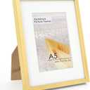 A5 Picture Frame Gold - High-End Metal Frame for Wall, Photo Frame with Mat A6, Poster Frame 5.8x8.3, Aluminum Frame and Real Glass, Diploma, Certificates, Decor, Wall Kit, Gold