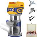Cordless Compact Router, Mellif Brushless Palm Router Compatible with DeWalt 20V MAX Battery (Tool Only) 28,000RPM 600W w/Fixed Base, 12PCS 1/4" Router Bits, 5-Speed, Edge & Roller Guides, Dust Hood