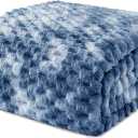 Exclusivo Mezcla King Size Blanket for Bed, 90x104 Inches Soft Cozy Warm Plush Blanket, Fleece Blanket All Seasons Use, Tie-dye Stone Blue