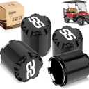 10L0L Golf Cart ITP SS Wheel Center Hub Cap 8,10,12 Inch Push in Style,SS Center Caps for Yamaha and Most EZGO Club Car Golf Cart Wheel, Black Set of 4