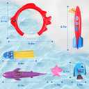 32 Packs Summer Pool Diving Swimming Essentials Water Toys for Kids, Fun Swim Games Sinking Set, Underwater Dive Easter Day Gifts with Storage Bag Include Torpedo Gems Shark Rings Sea Animals