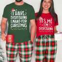 LUKYCILD Christmas Pjs Matching Sets for Couples/Adults holiday Xmas Printed Top and Plaid Pants Sleepwear Pajamas (S)