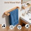 Towel Holder, Bamboo Towel Rack, Wall Mounted Towel Bar for Bathroom and Kitchen, Natural Wooden Decorative Towel Rail