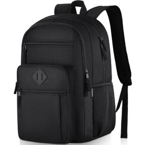 ZUBOND Unisex Black Backpack for School, Lightweight Boys Girls Backpack Fits 17.3 Inch Notebook, Water Bottle Pocket - Ideal for Teens, College Students, Adults