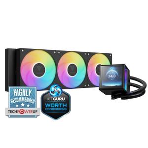 GAMDIAS 360mm AIO Liquid Cooler, 360mm Water Cooling CPU Cooler with 3.4'' LCD, Rotatable Pump, Clean Daisy-Chain Cable Management, 3x120mm PWM Fan, Intel LGA 20XX/18XX/1700, AMD AM5/AM4 CHIONE P5-360