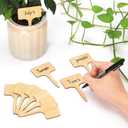 T-Type Bamboo Garden Markers 60 Pack Bamboo Plant Labels with Marker Pen Plant Tag Accessories for Herbs, Seedlings, Vegetables, Flowers