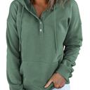 Dokotoo Womens 2025 Hoodies Button Collar Drawstring Hooded Pullover Sweatshirt Casual Long Sleeve Tops Shirts Avocado Green Size Large