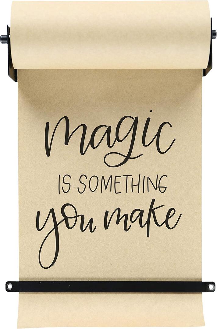 Roller Kraft Paper Roll Display, Wall Decor, Art Wall Mount, Kitchen Decor, Farmhouse Decor - (1) Kraft Paper Roll Included (8 Inch, Black)