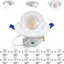 Adetu Recessed Lighting 6 inch, 360+90 Adjustable Directional 6 inch Gimbal Led Recessed Light, 2700K-5000K 5CCT Dimmable Retrofit Eyeball Can Recessed Lights with Jbox, ET (White-12 Pack)