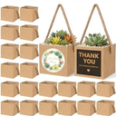 ULLIKI 2.5 Inch Succulents Wrap Bags with Thank You & Let Love Grow Stickers, Mini Succulent Gift Bags with Handles, Succulent Party Favors for Guests, Garden Party Favors for Guests (Brown 40pcs)