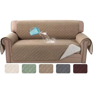 H.VERSAILTEX 100% Waterproof Couch Cover Loveseat Covers for 2 Cushion Couch Furniture Protector for Pets Kids Children Dog Cat with Non-Skid Backing (Loveseat, French Oak)