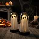 Halloween Decorations Indoor - 2 Pack Light Up Ghost Decor, Glowing Cute Ghost for Home, Tabletop, Mantel, Kitchen Party - Halloween Decor & Holiday Lights (Warm White)