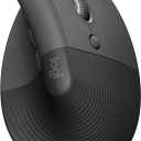 Logitech Lift Vertical Ergonomic Mouse, Wireless Bluetooth or USB Receiver, Quiet Clicks, 4 Buttons, Right Hand Wireless Mouse, Windows/macOS/iPadOS, Laptop, PC - Graphite