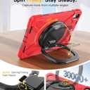 BRAECN Kids Case for iPad (A16) 11th/10th Generation 11/10.9'' 2025/2022, Heavy Duty Rugged Silicone Cover w/Swivel Ring Stand/Stable Kickstand/Shoulder Strap/Pencil Holder/Screen Protector, Red