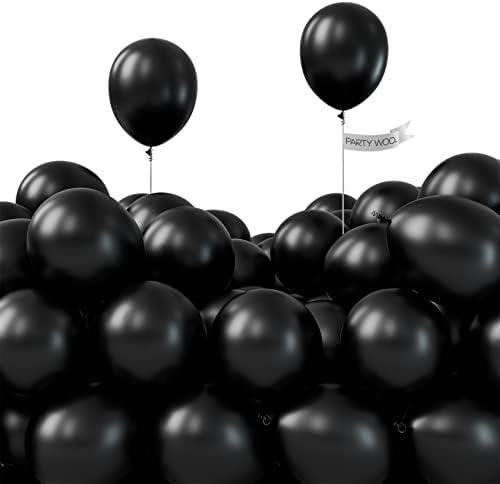 PartyWoo Black Balloons, 120 pcs Latex Balloons for Birthday Party, 5 inch Party Balloons, Helium Balloons, Black Party Decorations, Black Birthday Decorations, Party Supplies