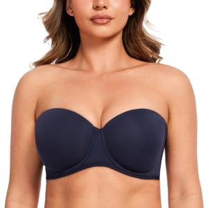 MELENECA Women's Strapless Bra for Large Bust Back Smoothing Plus Size with Underwire (Blue) 34D