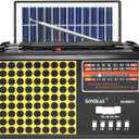 Emergency Weather Radio Solar Hand Crank AM/FM/SW/NOAA Weather Alert Portable Radio with Cellphone Charger, Headphone Jack, Flashlight, Reading Lamp and SOS Alarm for Outdoor (Yellow)