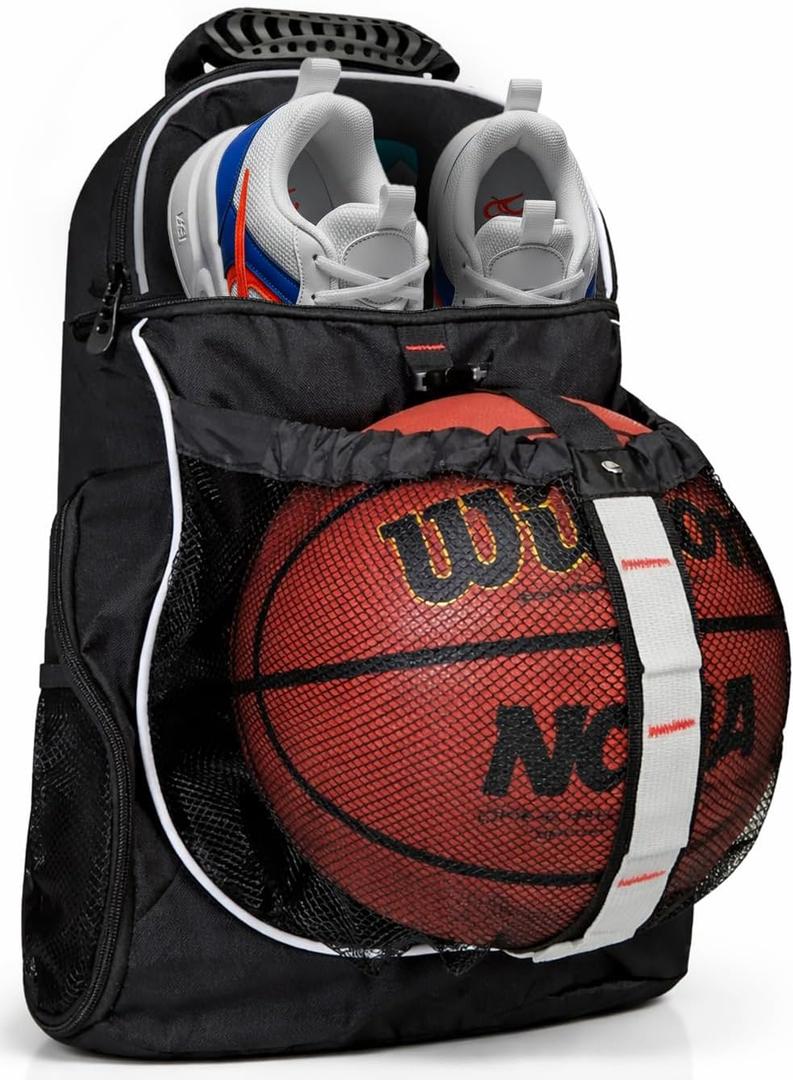Hard Work Sports Basketball Backpack with Ball Compartment Spacious Shoe Storage for Basketball, Large Sports Bag