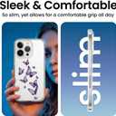 Cute Girly Crystal Clear Case Compatible with iPhone 16 Pro Max, Camera Control & Shockproof Protection Floral Case for Women, Black-Purple Butterflies