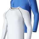 Liberty Imports 2-Pack Men's UV Long Sleeve Swim Shirts Loose Fit Rash Guards (XX-Large, White/Blue)
