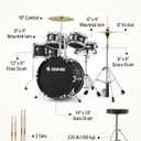 Kid Drum Sets-Donner 5-Piece for Beginners, 14 inch Full Size Complete Junior Drum Kit with Adjustable Throne, Cymbal, Hi-Hat, Pedal & Drumstick, Metallic Black, EDS-220
