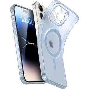3 x ESR for iPhone 14 Pro Case, Compatible with MagSafe, Military-Grade Protection, Resists Yellowing and Scratches, Magnetic Phone Case for iPhone 14 Pro, Zero Series, Frosted Blue