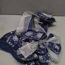 JOIEDOMI 45 Inch Christmas Tree Topper Wreath Bow, Blue and Silver Ribbon Ornaments with Snowflakes and Glitter, Large Gift Decor for Xmas Holiday Themed Decoration Home Parties Wedding