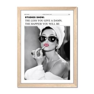 Vintage Black and White Trendy Newspaper Wall Art, Positive Headline Canvas Bedroom Wall Decor, Bathroom Poster Print Picture, Girly Apartment Dorm Room Decor Painting16x24 inch Light Wood Framed