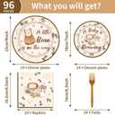 96Pcs Coffee Theme Baby Shower Tableware Set - Coffee A Baby Is Brewing Paper Plates Napkins Forks A litte Bean Is On The Way Gender Reveal Party Supplies Serve 24 Guests