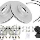TRQ Front Brake Pad & Rotor Kit Brake Caliper Brake Hose Brake Pads Brake Rotor Semi-Metallic Compatible with 2003-2008 Toyota Corolla