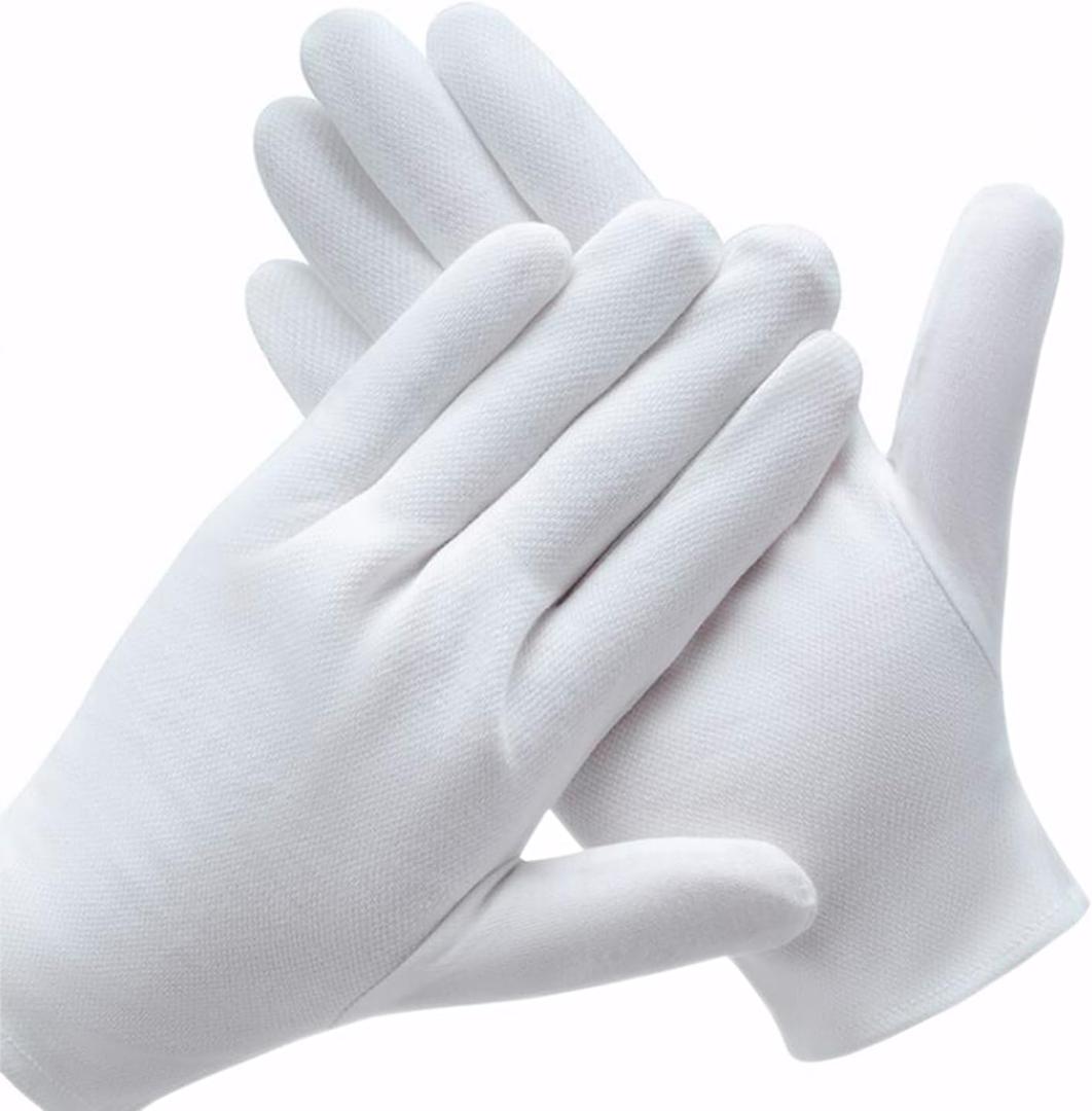 3 Pairs White Cotton Gloves for Dry Hands Eczema SPA Moisturizing - Work Glove Liners for Serving Costume Inspection