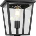 Colonial Outdoor Post Light Fixture, 8.5 Inch Large Modern Exterior Pillar Lantern with Black Finish & Clear Glass, Pole Light for Garden, Backyard, Courtyard, Patio, Pathway,RZ-033P BK-1, Small-1 Pack