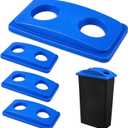 Maxdot 4 Pack Recycle Bin Lids Each with Two Bottles & Cans Openings, Blue