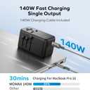 MOMAX 5-in-1 Universal Travel Adapter, GaN 140W International Power Adapter, 3 USB-C PD Fast Charging & 1 USB-A QC, 1 AC, All-in-one International Plug Adapter for Travel European UK AUS JP
