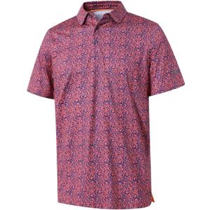 Golf Shirts for Men Dry Fit Short Sleeve Print Performance Moisture Wicking Polo Shirt, Medium
