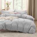 Bedsure Light Grey Duvet Cover Queen Size - 3 Pieces Prewashed Extra Soft Bedding Set, Includes 1 Duvet Cover 90x90 Inches with Zipper Closure & 2 Pillow Shams, Comforter Not Included