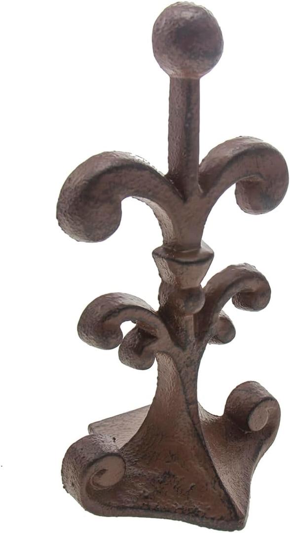 Comfify Fleur De Lis Cast Iron Door Stop One Decorative Wedge with Felt Bottom Antique Rust Brown 4" x 3.5" x 7.75"
